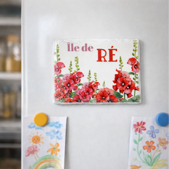 Île de Ré Magnet – Hollyhocks, a floral keepsake