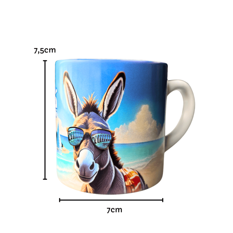 Mug à espresso Île de Ré - Âne rigolo lunettes de soleil