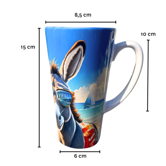 Mug latte Île de Ré -  Âne rigolo lunettes de soleil