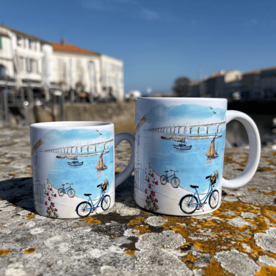 Espresso mug with handle - Watercolour landscapes of Île de Ré