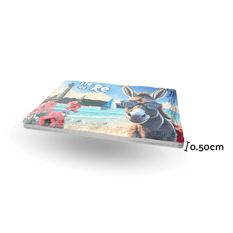 Rectangular ceramic magnet – Reflection of the Île de Ré bridge in the donkey’s glasses