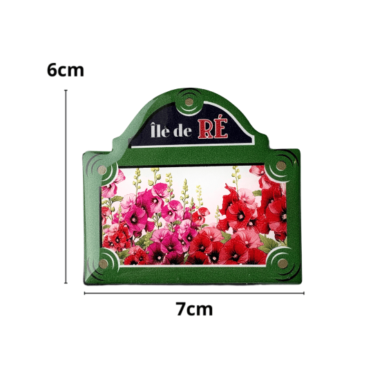 Magnet plaque de rue  -  Les Roses trémières de l'Île de Ré