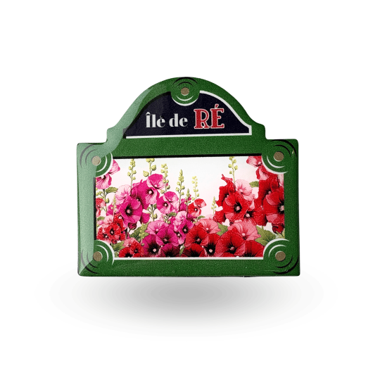 Magnet plaque de rue  -  Les Roses trémières de l'Île de Ré