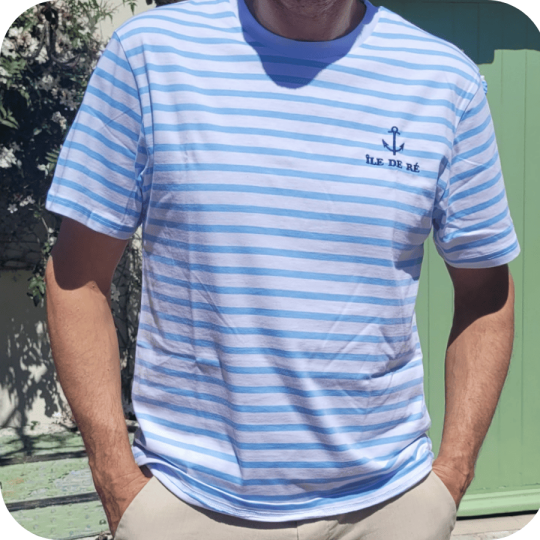 Île de Ré t-shirt sky blue stripes