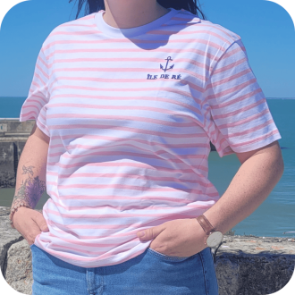 Île de Ré women's t-shirt pink stripes