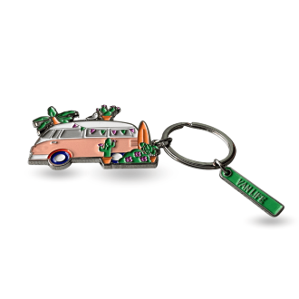 Enamelled bohemian pink van keyring - Van life