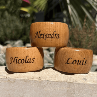 Rond de serviette personnalisable en bois laser - personnalisé prénom ou surnom