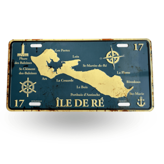 Plaque en métal murale - Carte de l'Île de Ré