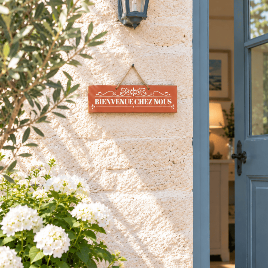 Pancarte en bois décorative - Bienvenue chez nous