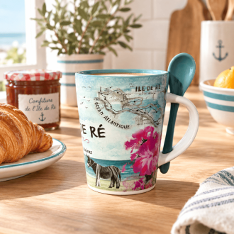 Conical mug with spoon - Île de Ré