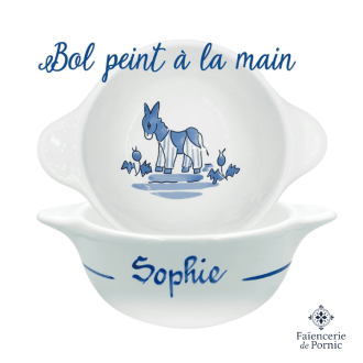 Personalised hand-painted name bowl, Île de Ré donkey | Osez Sophie de Ré